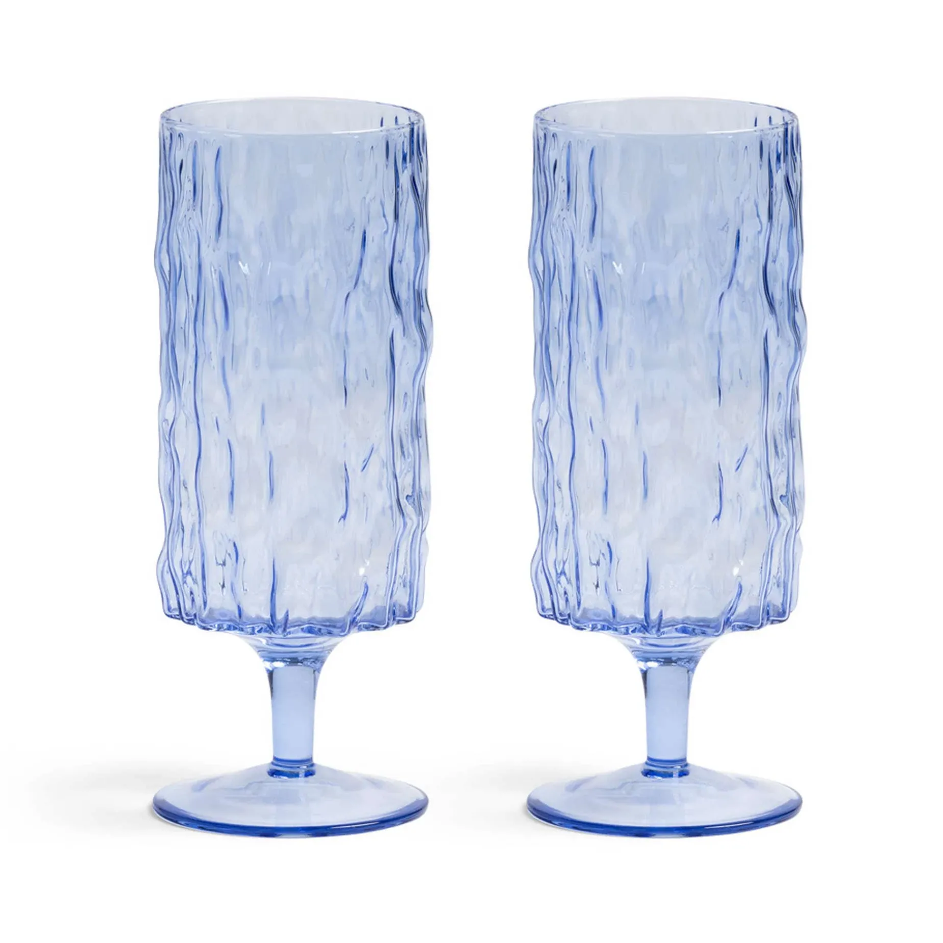 Set of 2 Blue Stemmed Glasses