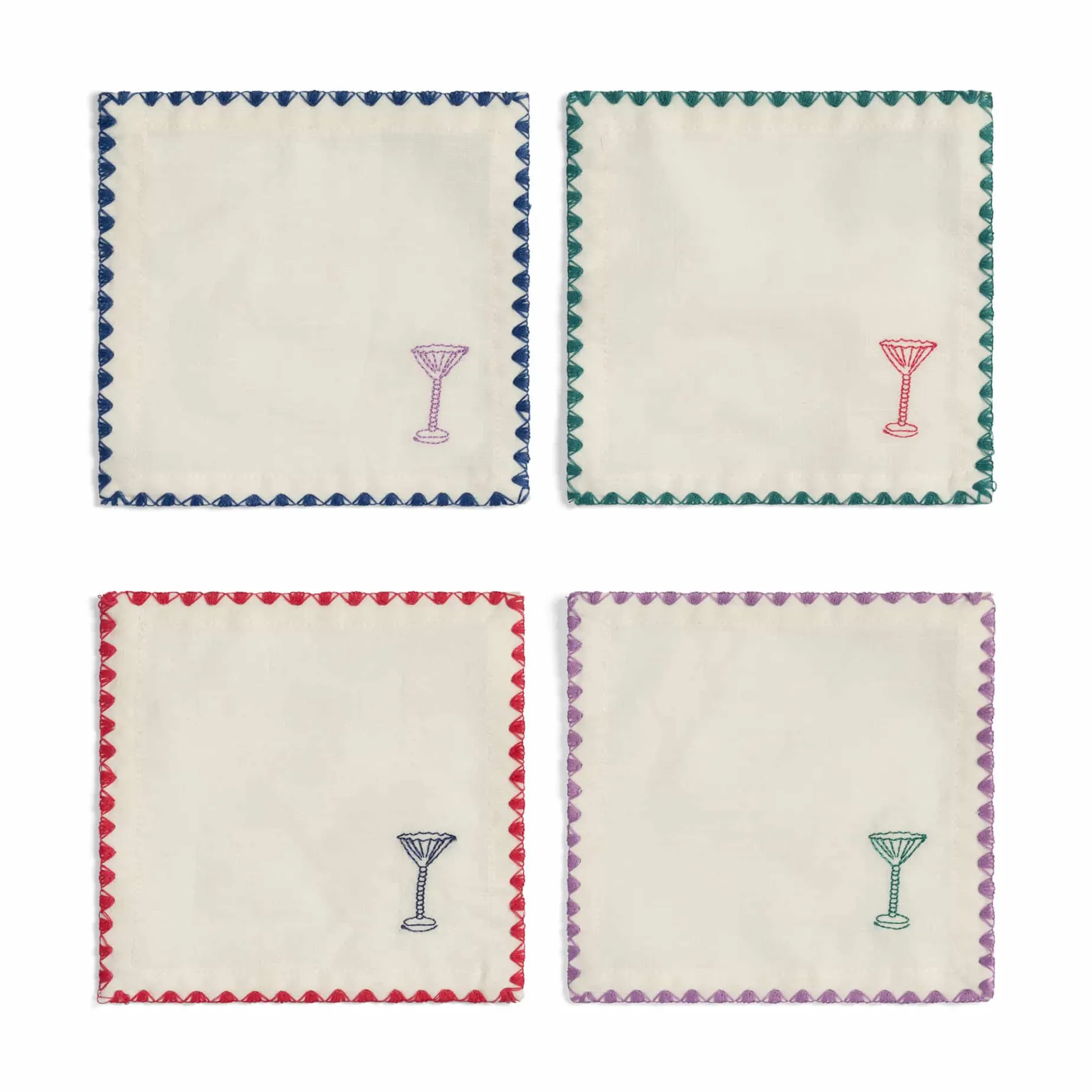 Set of 4 Drinks Cocktail Napkins