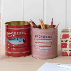 Set of 2 Mackerel & Anchovies Utensil Jars