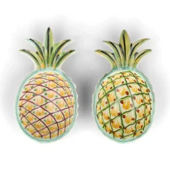 Set of 2 Mexican Hand Painted Pineapple Plates, 18cm