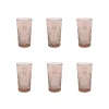 Set of 6 Pink Hobstar Highball Glasses, 350ml