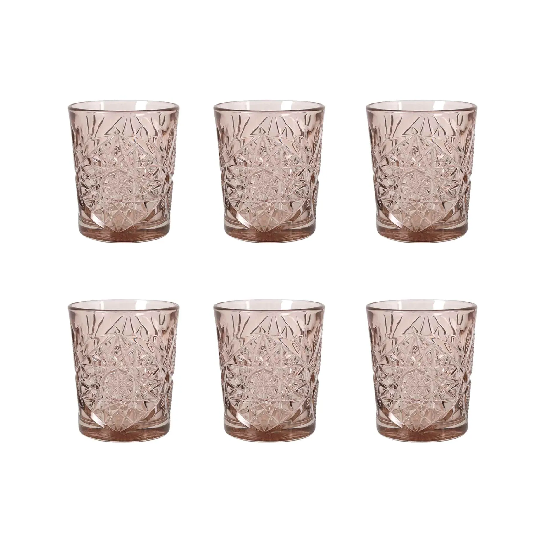 Set of 6 Pink Hobstar Tumbler, 350ml