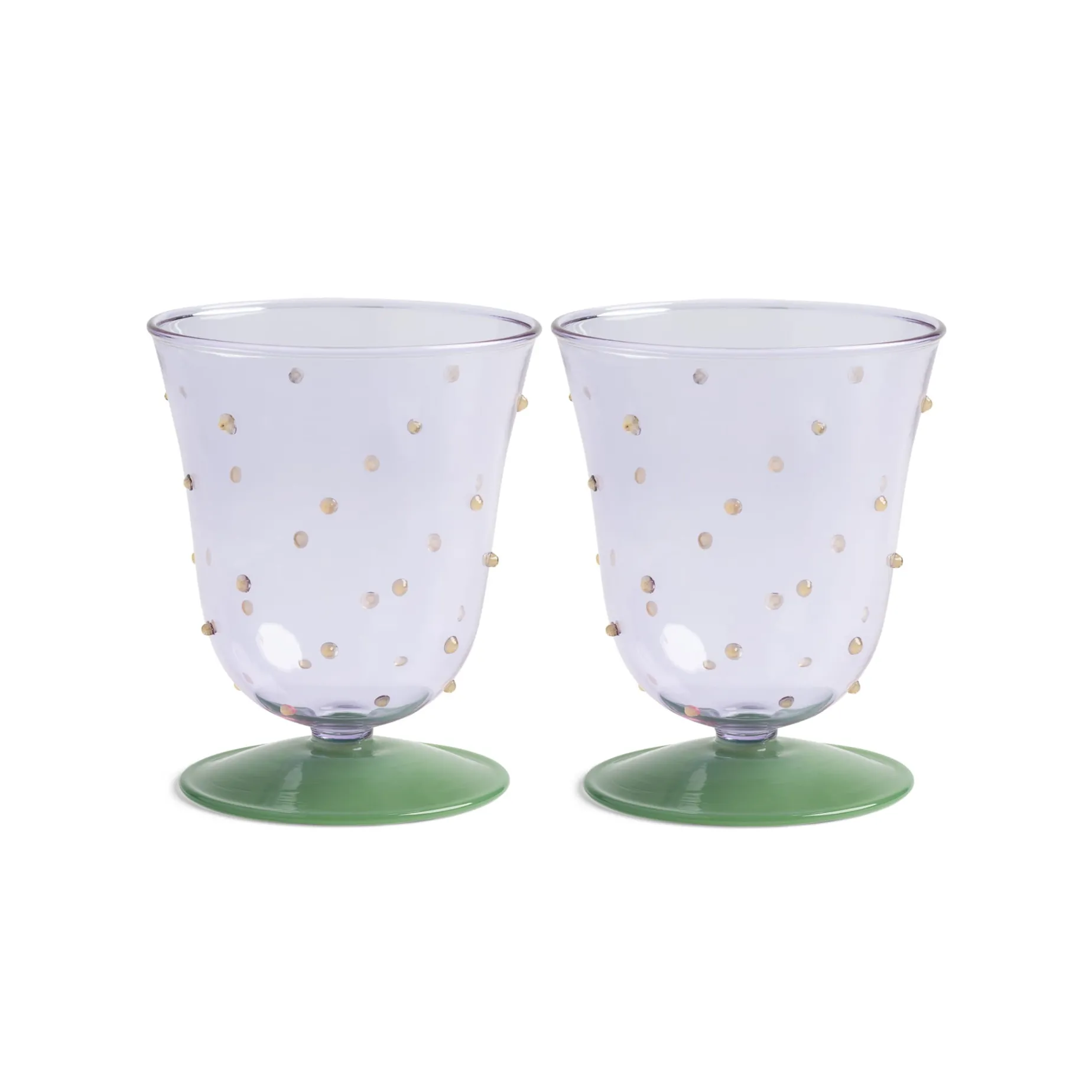Set of 2 Purple Dotted Water Glasses, 200ml