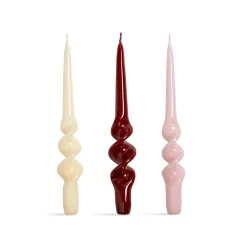 Set of 3 Red and Purple Spiral Candles