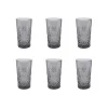 Set of 6 Smoke Hobstar Highball Glasses, 350ml