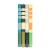 Set of 4 Striped Candles, Greens & Yellows