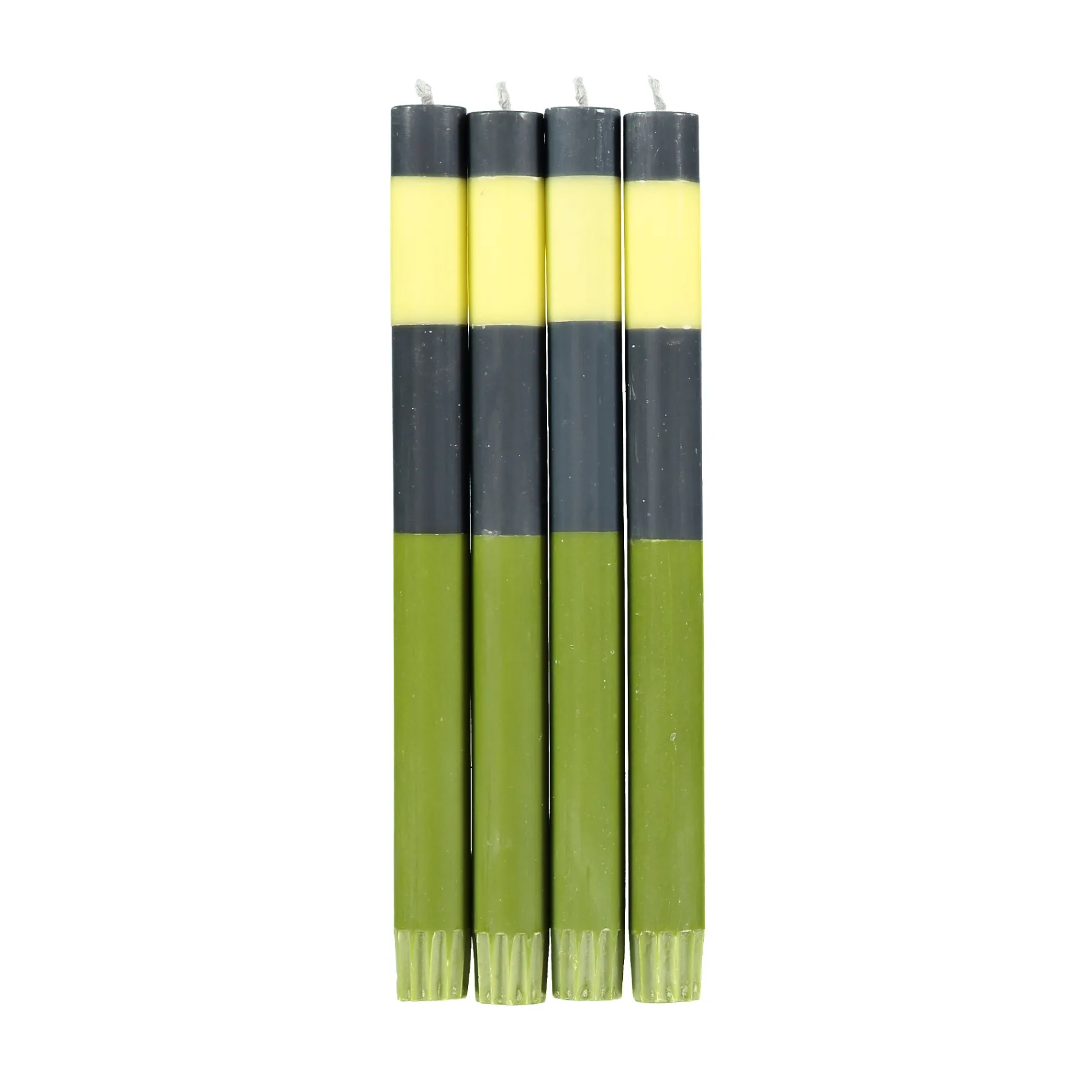 Set of 4 Striped Colourblock Dinner Candles