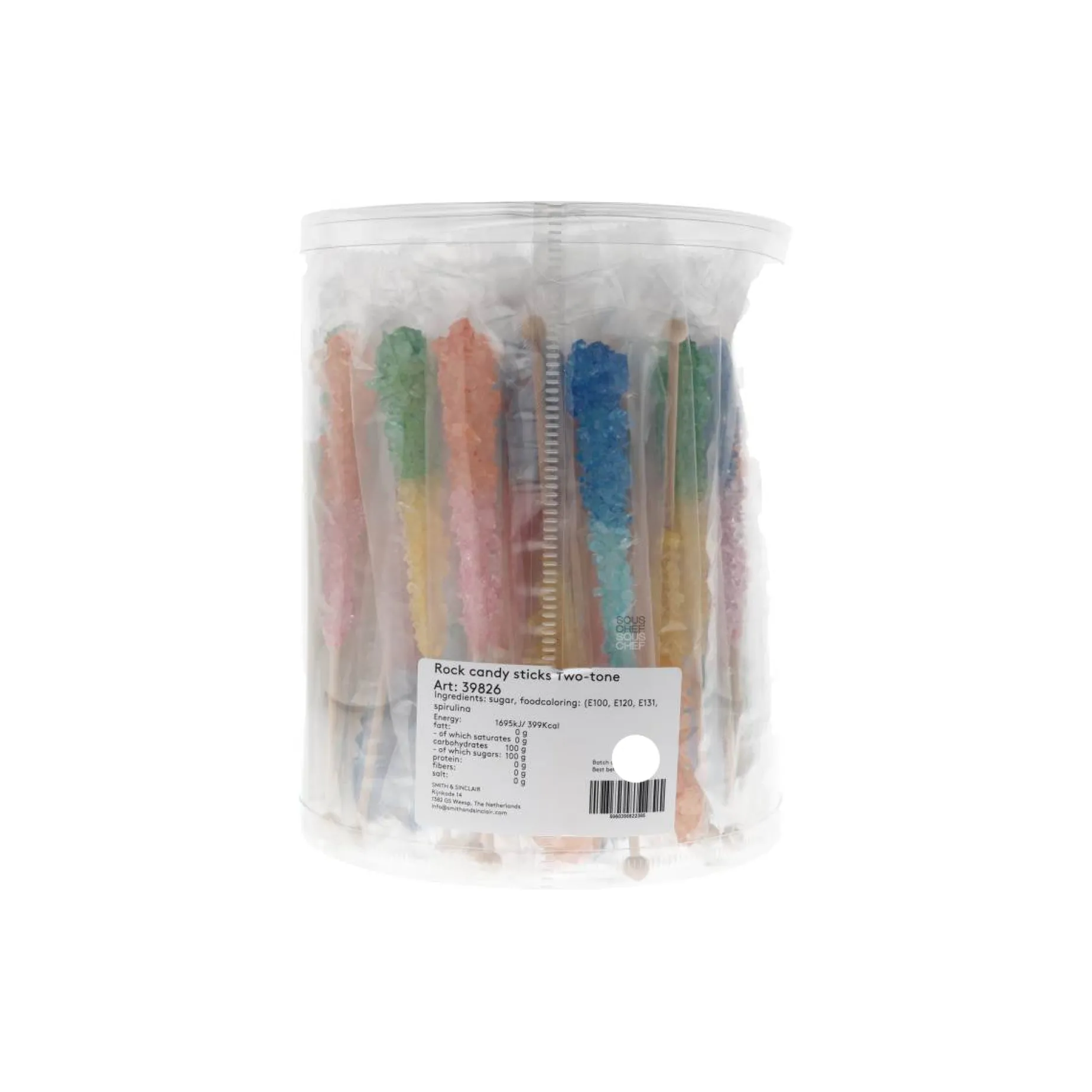 Set of 36 Two-Tone Rock Candy Sticks