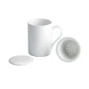 Set of 6 White Porcelain Mug with Tea Strainer, 270ml