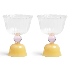 Set of 2 Yellow Tulip Coupe Glasses, 200ml