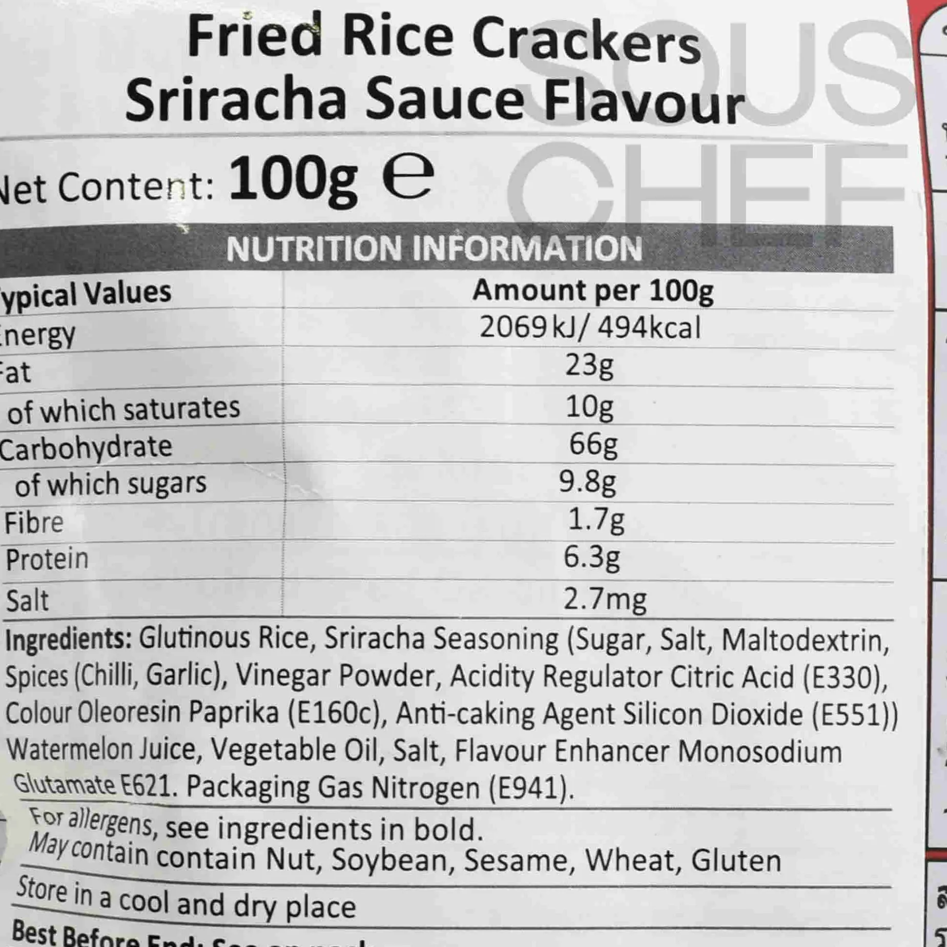 Short Dated Sriracha Rice Crackers, 100g