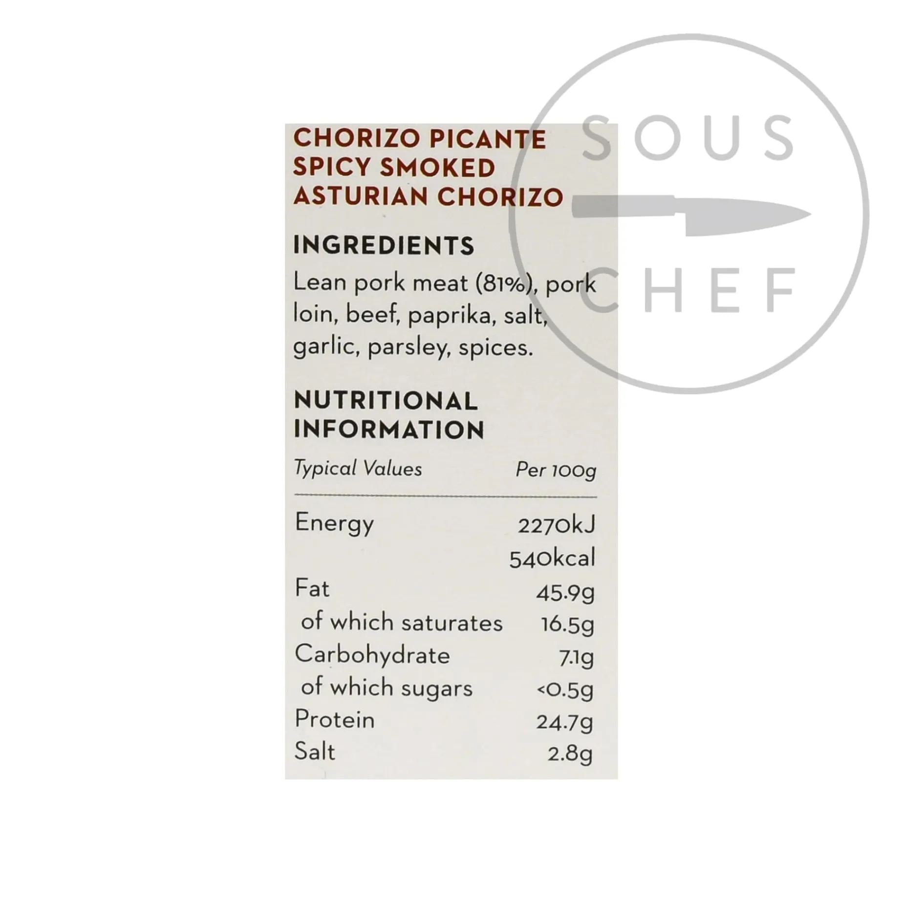 Smoked Asturian Cooking Chorizo Picante, 250g