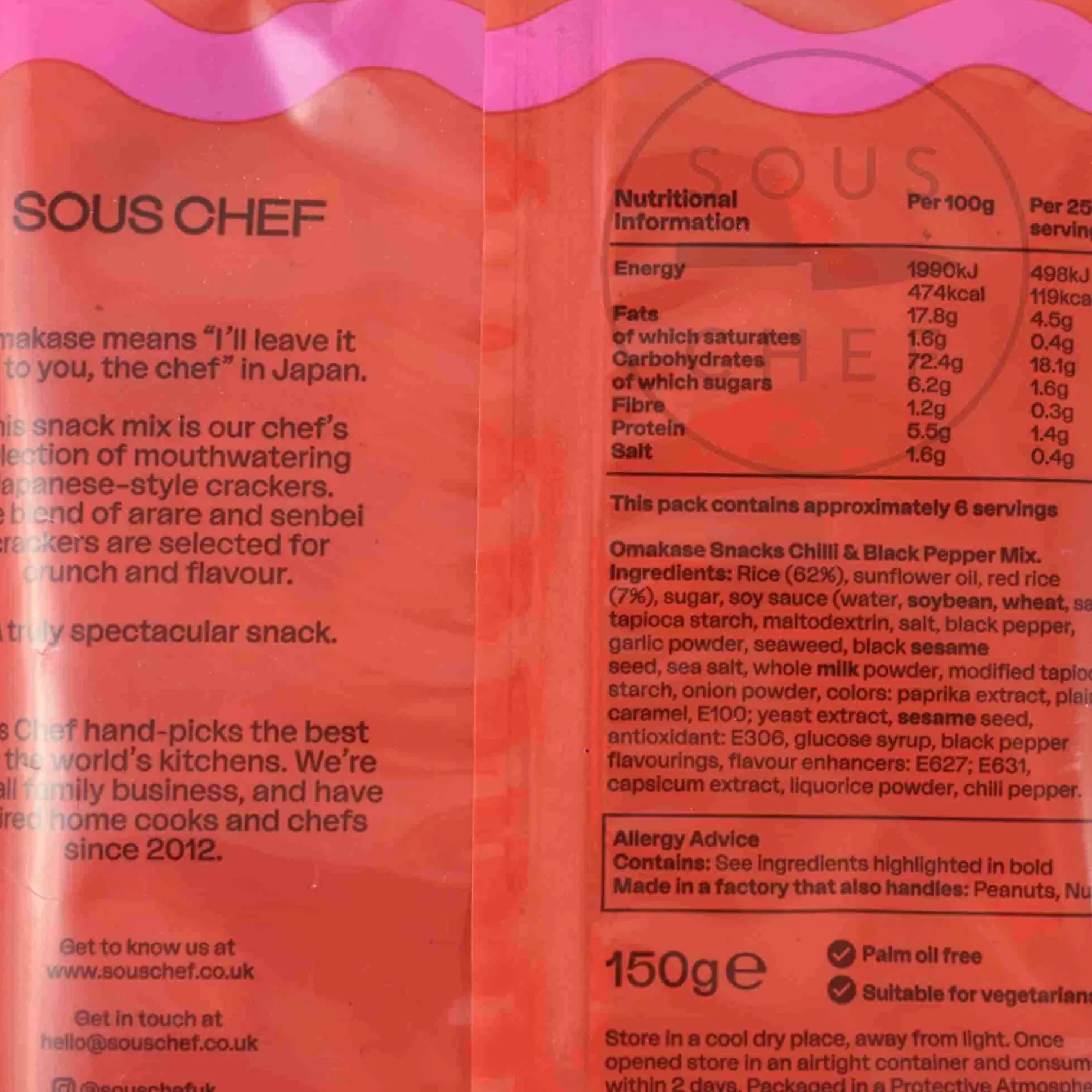 Sous Chef Omakase Snacks - Black Pepper & Chilli, 150g