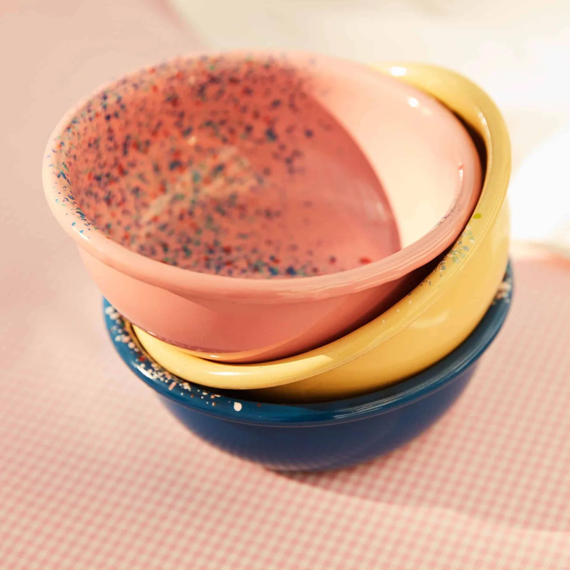 Splatter Fest Enamel Bowl, Pink