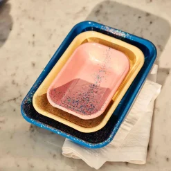 Splatter Fest Enamel Roasting and Serving Dish, Cobalt Blue