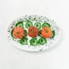 Splatter Madness Enamel Oval Serving Plate, Green, 31cm