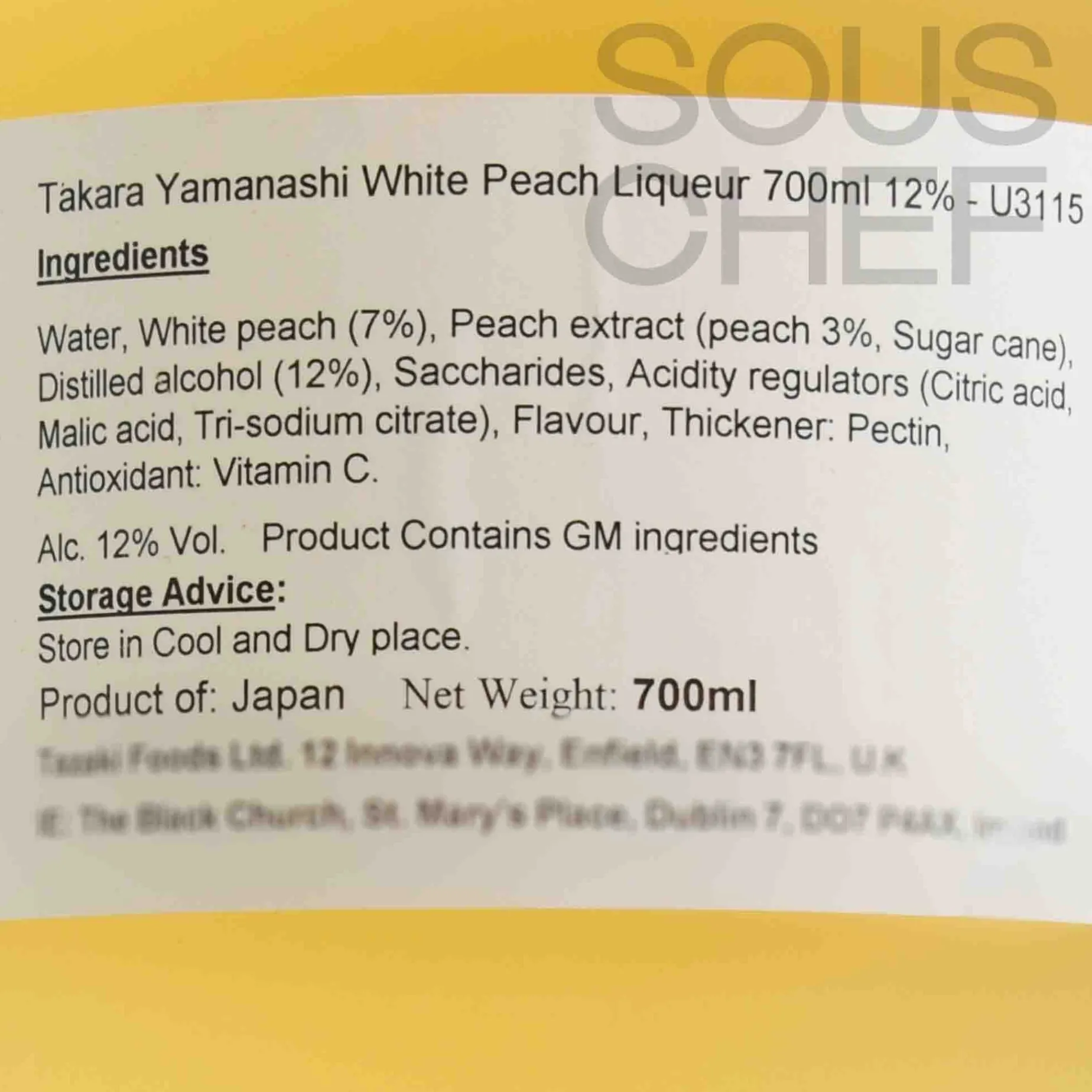 Takara Yamanashi White Peach Liqueur 12%, 700ml