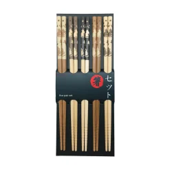 Tan Lucky Cats Chopsticks, 5 Pairs