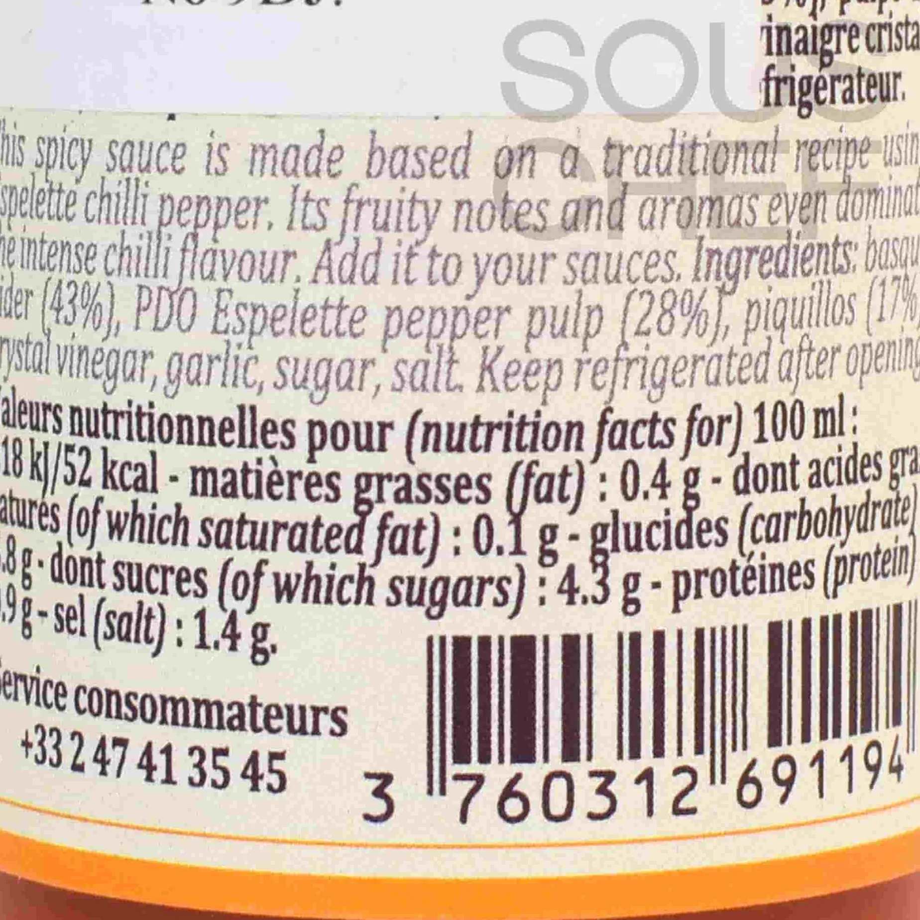 Terre Exotique Espelette Chilli Sauce, 100ml