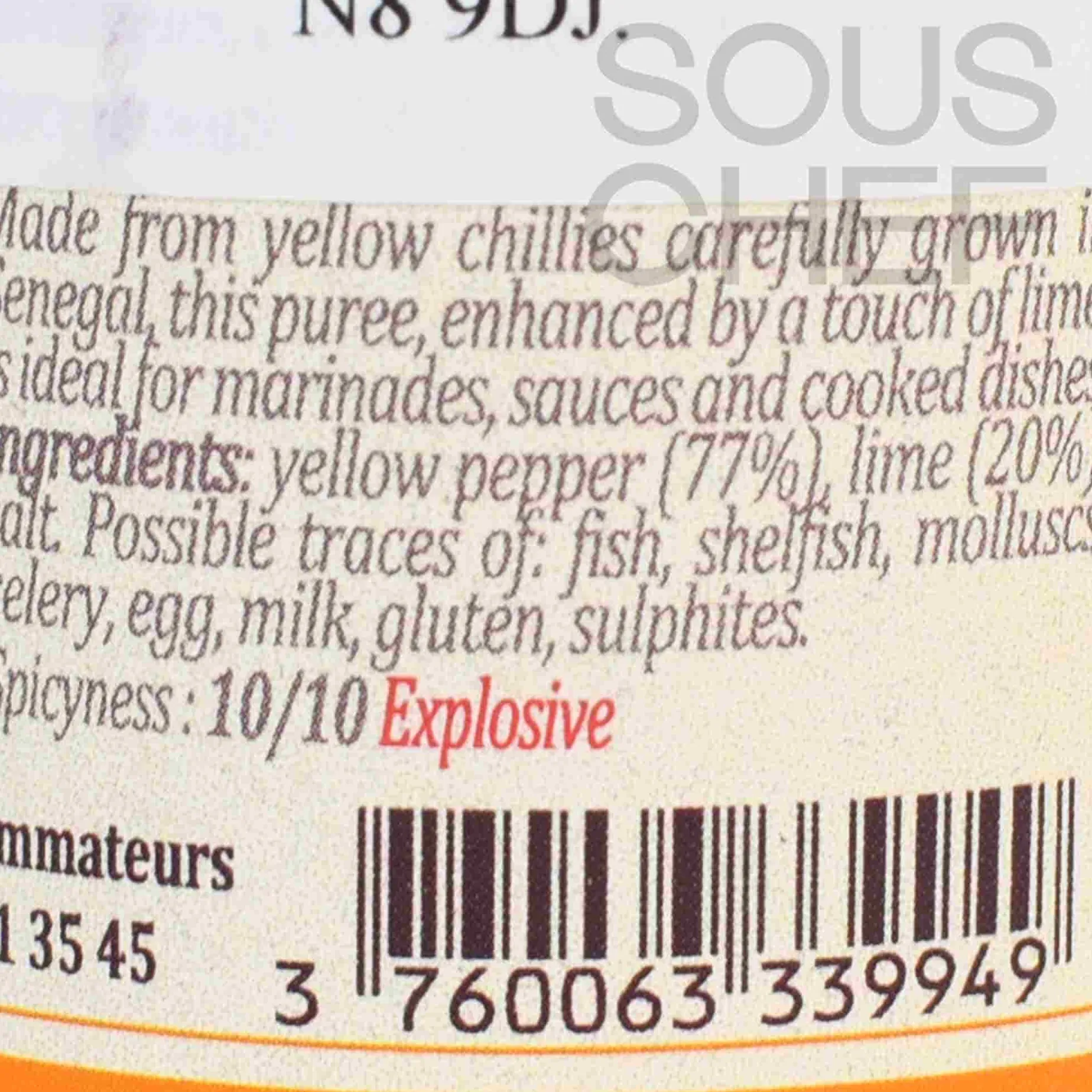 Terre Exotique Yellow Chilli Puree with Lime, 100g