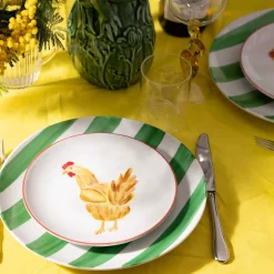 The Platera Green Stripe Porcelain Dinner Plate, 27.5cm