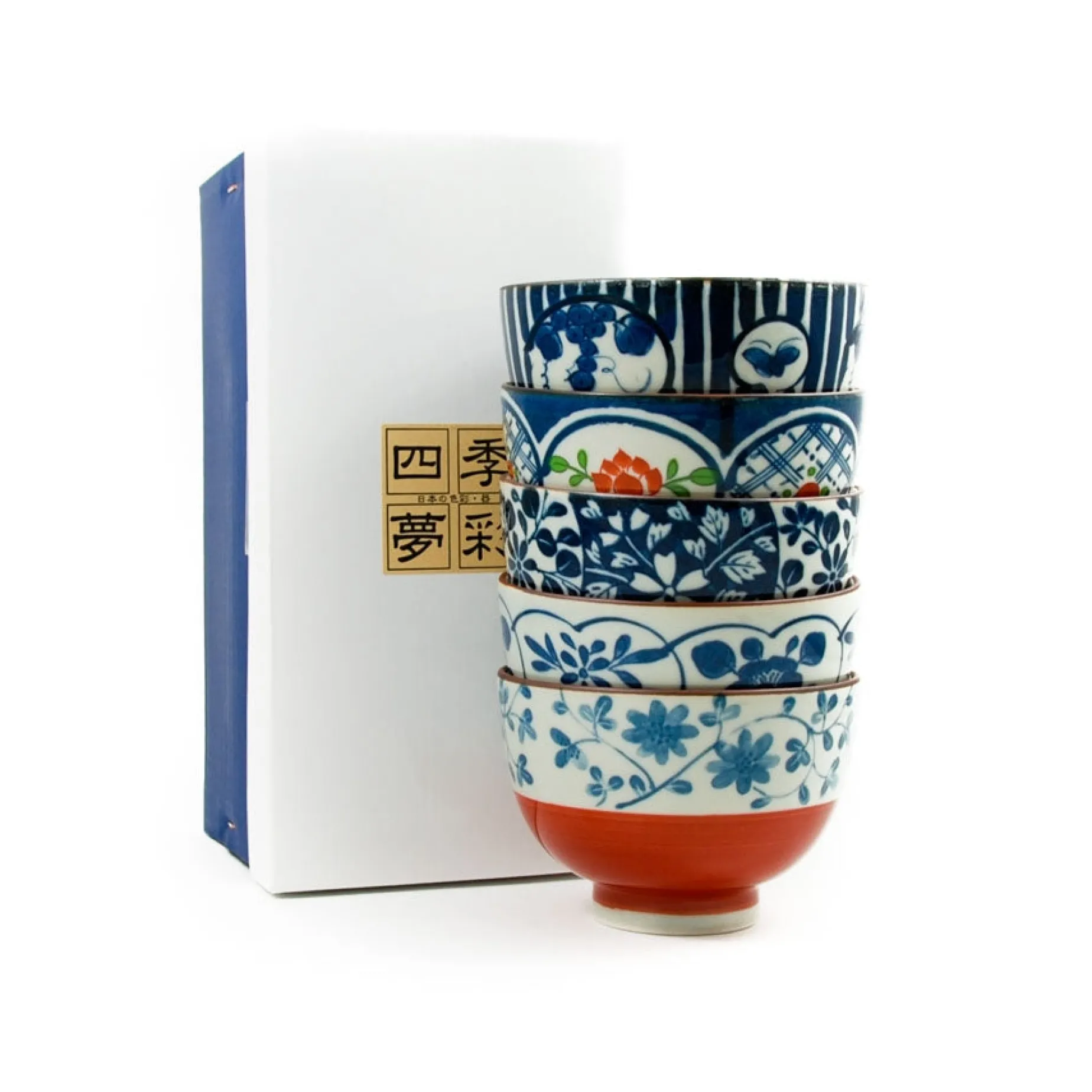Traditional 5-Piece Japanese Rice Bowl Set