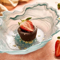 Turquoise Marble Glass Serving Bowl, 40x30cm