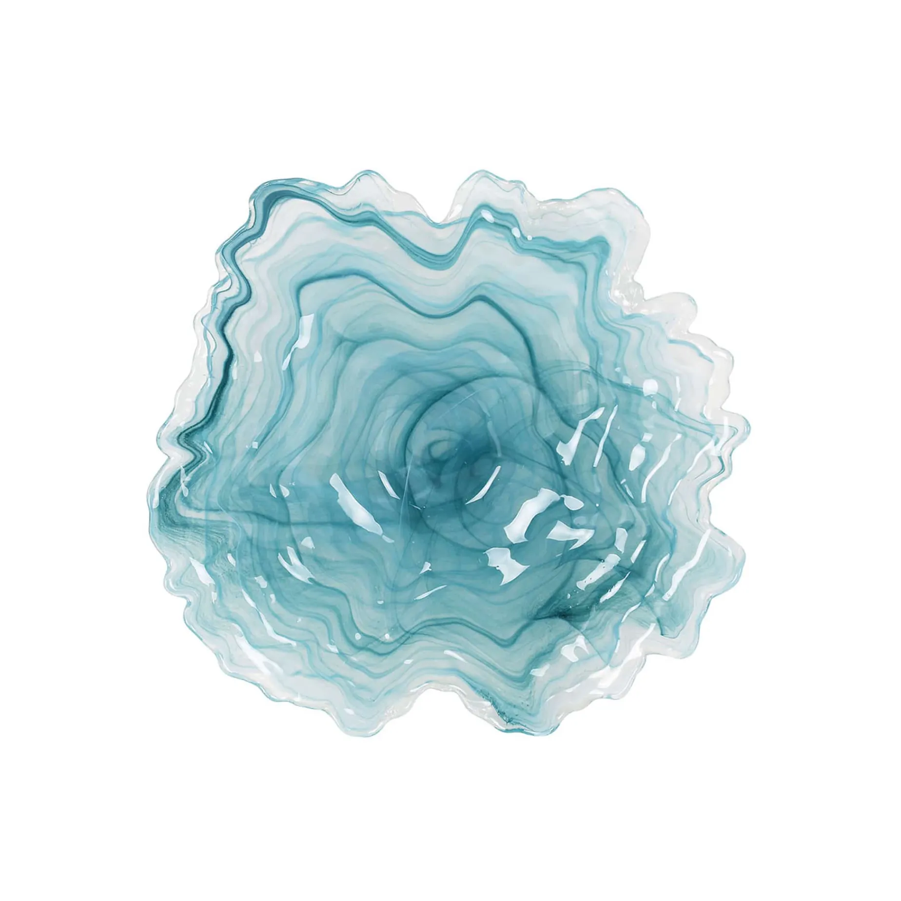 Turquoise Marble Glass Serving Tray, 39cm