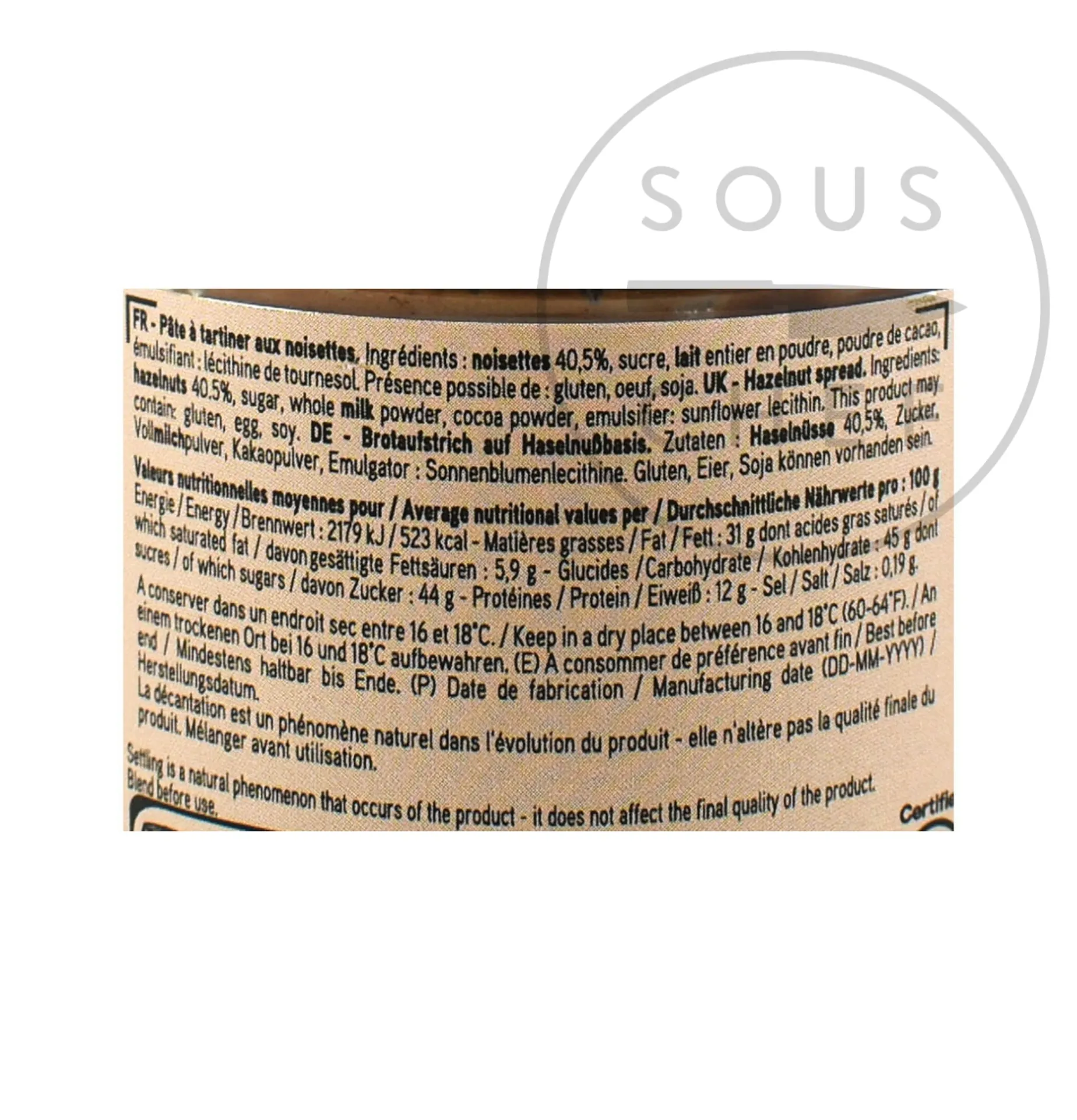 Valrhona Chocolate Hazelnut 40% Spread, 280g