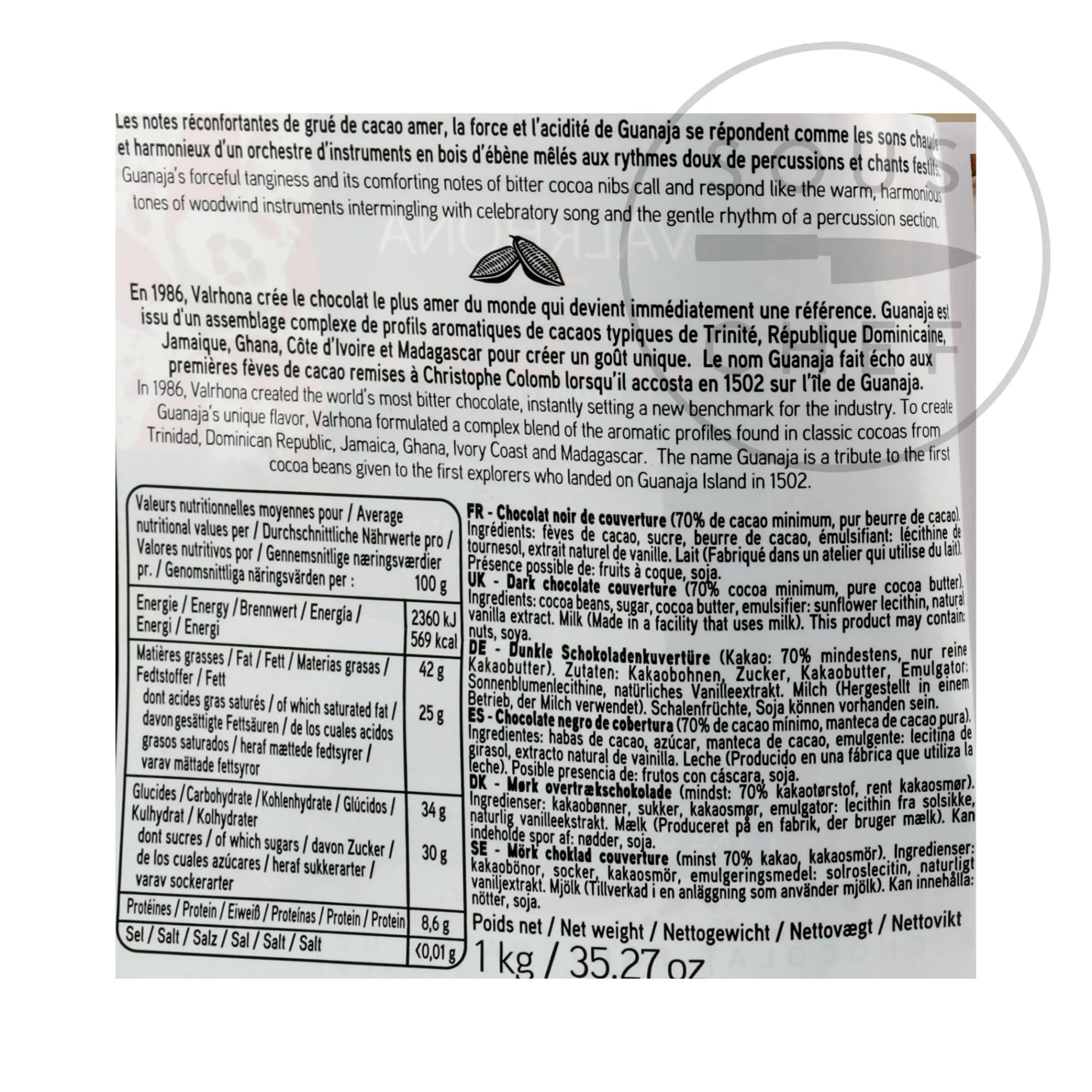 Valrhona Guanaja 70% Dark Chocolate Chips