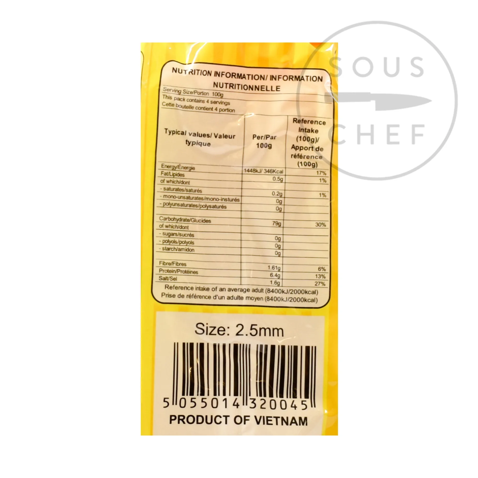 Vietnamese Rice Pho Noodles Banh Pho, 2.5mm, 400g