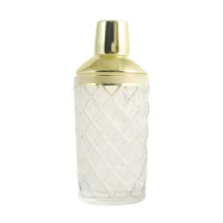 Vintage Inspired Diamond Cut Glass & Gold Cocktail Shaker