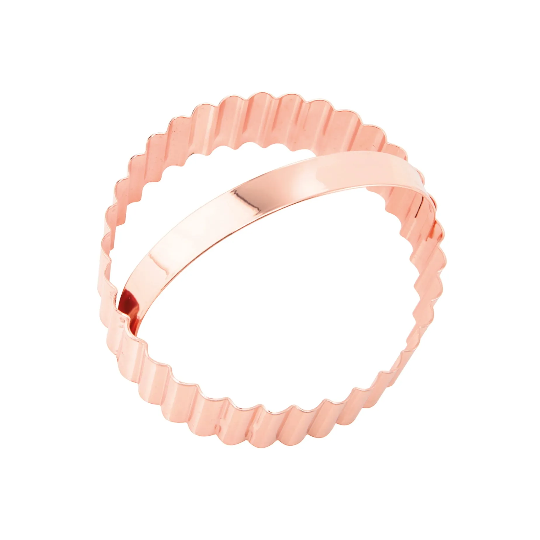 Vintage Style Copper Fluted Round Cookie Cutter with Handle