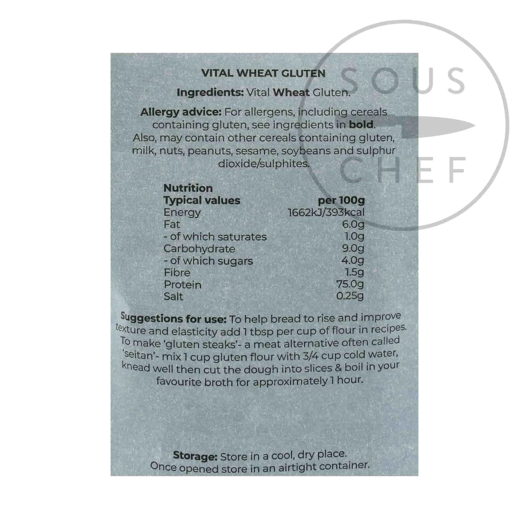 Vital Wheat Gluten Flour - Seitan Flour, 500g