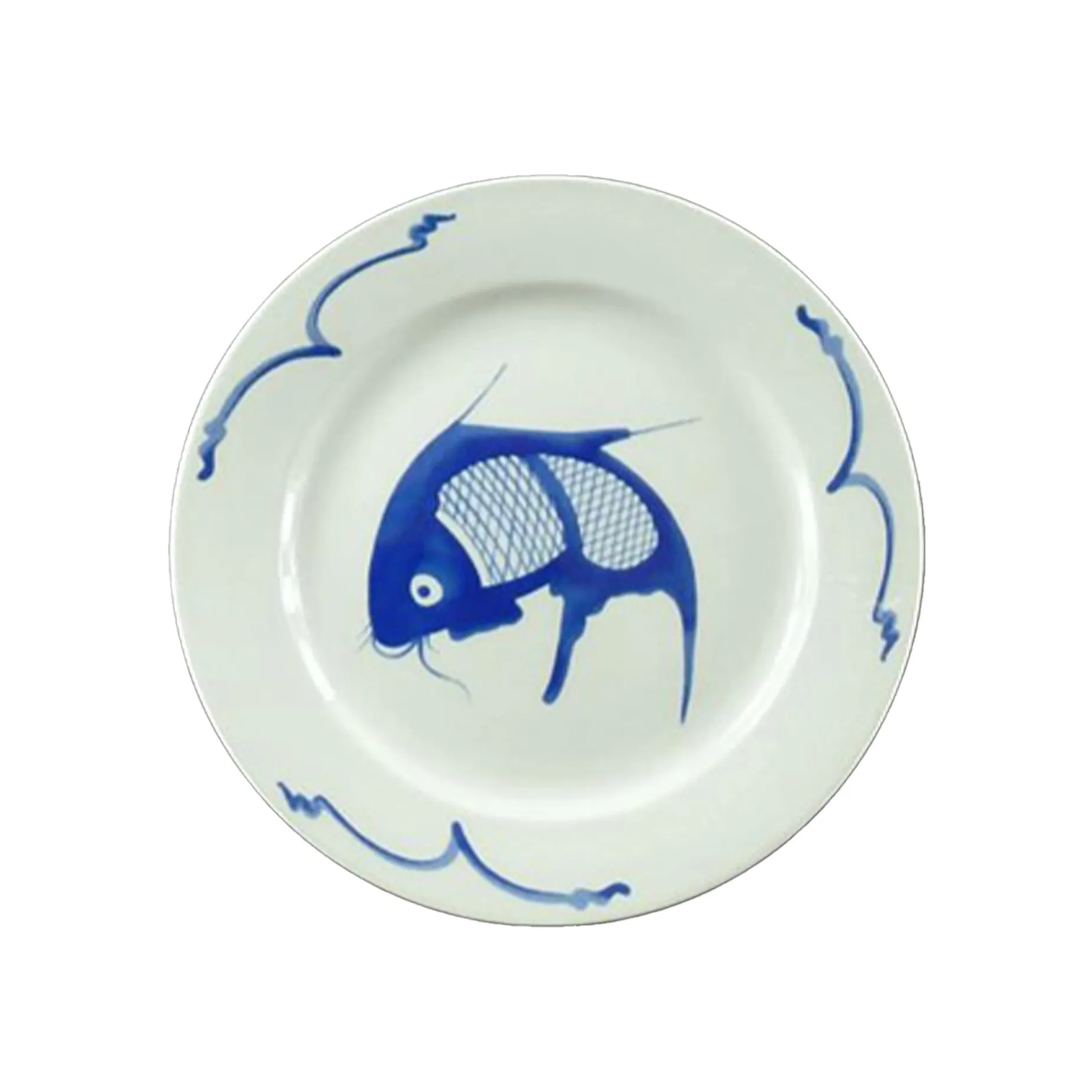 White & Blue Carp Dinner Plate, 25.5cm