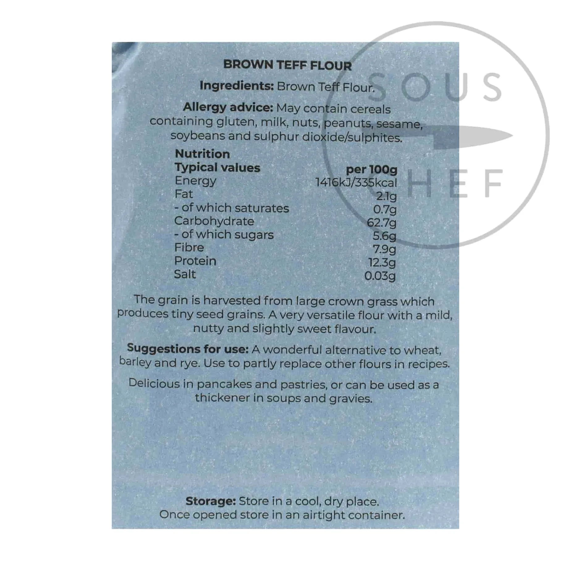 Wholegrain Brown Teff Flour, 500g