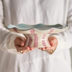 Willa Lilac Stripe Cake Tray, 28cm