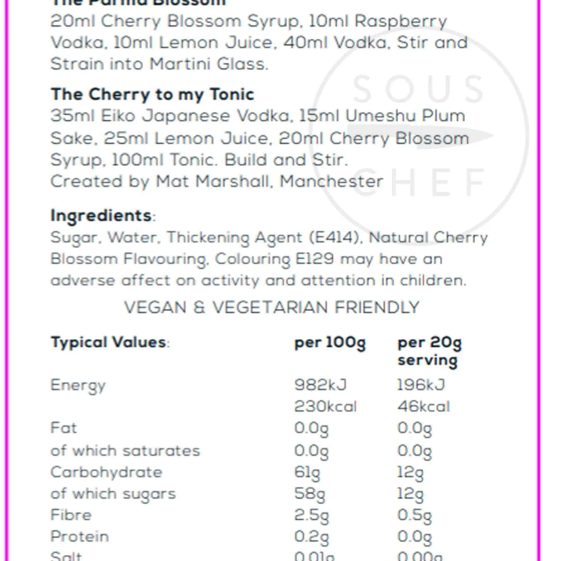 William Fox Premium Cherry Blossom Syrup, 750ml
