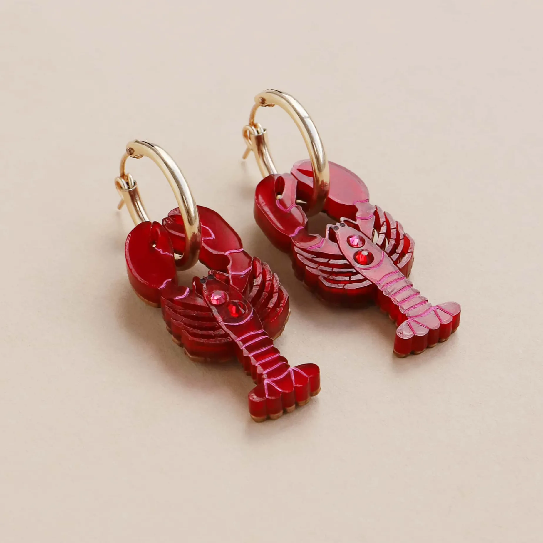 Wolf & Moon Lobster Hoop Earrings