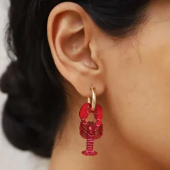 Wolf & Moon Lobster Hoop Earrings