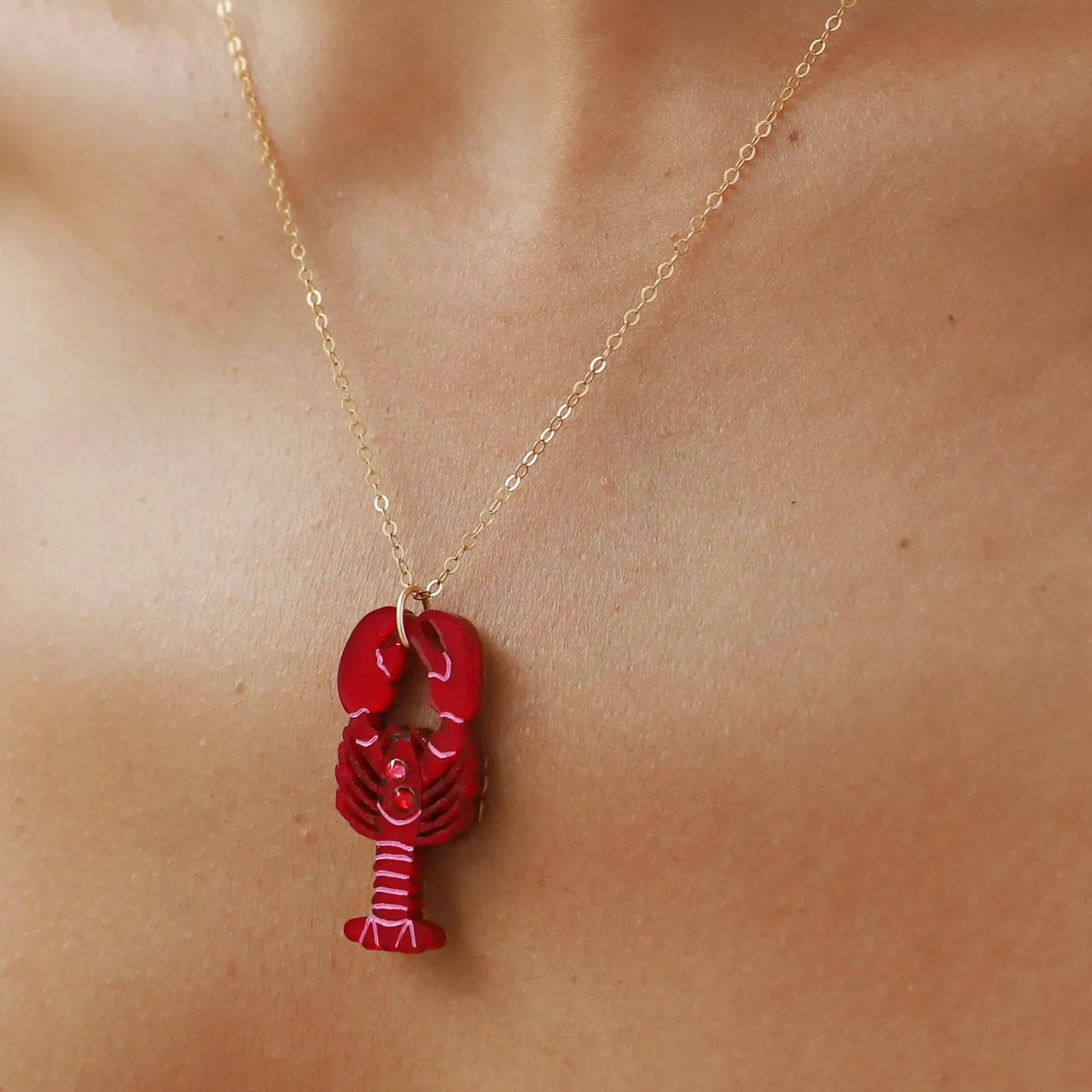Wolf & Moon Lobster Necklace