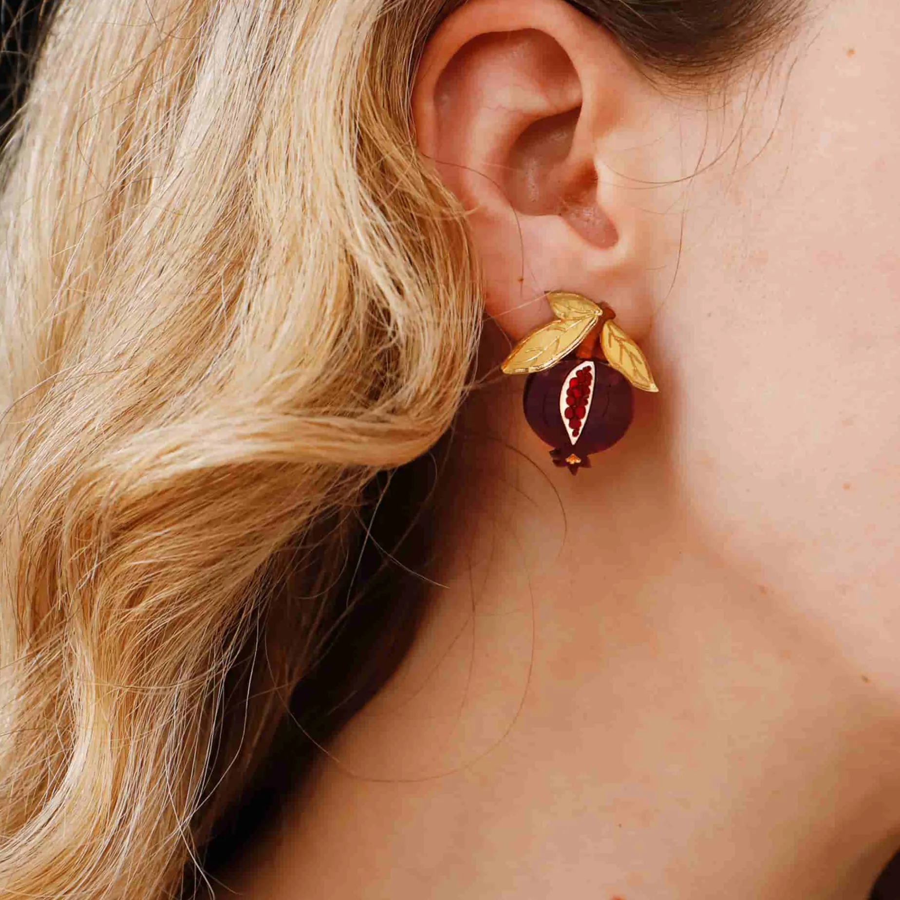 Wolf & Moon Mini Pomegranate Stud Earrings