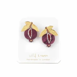 Wolf & Moon Mini Pomegranate Stud Earrings