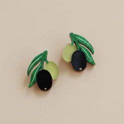 Wolf & Moon Olive Stud Earrings