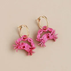 Wolf & Moon Pink Crab Hoop Earrings