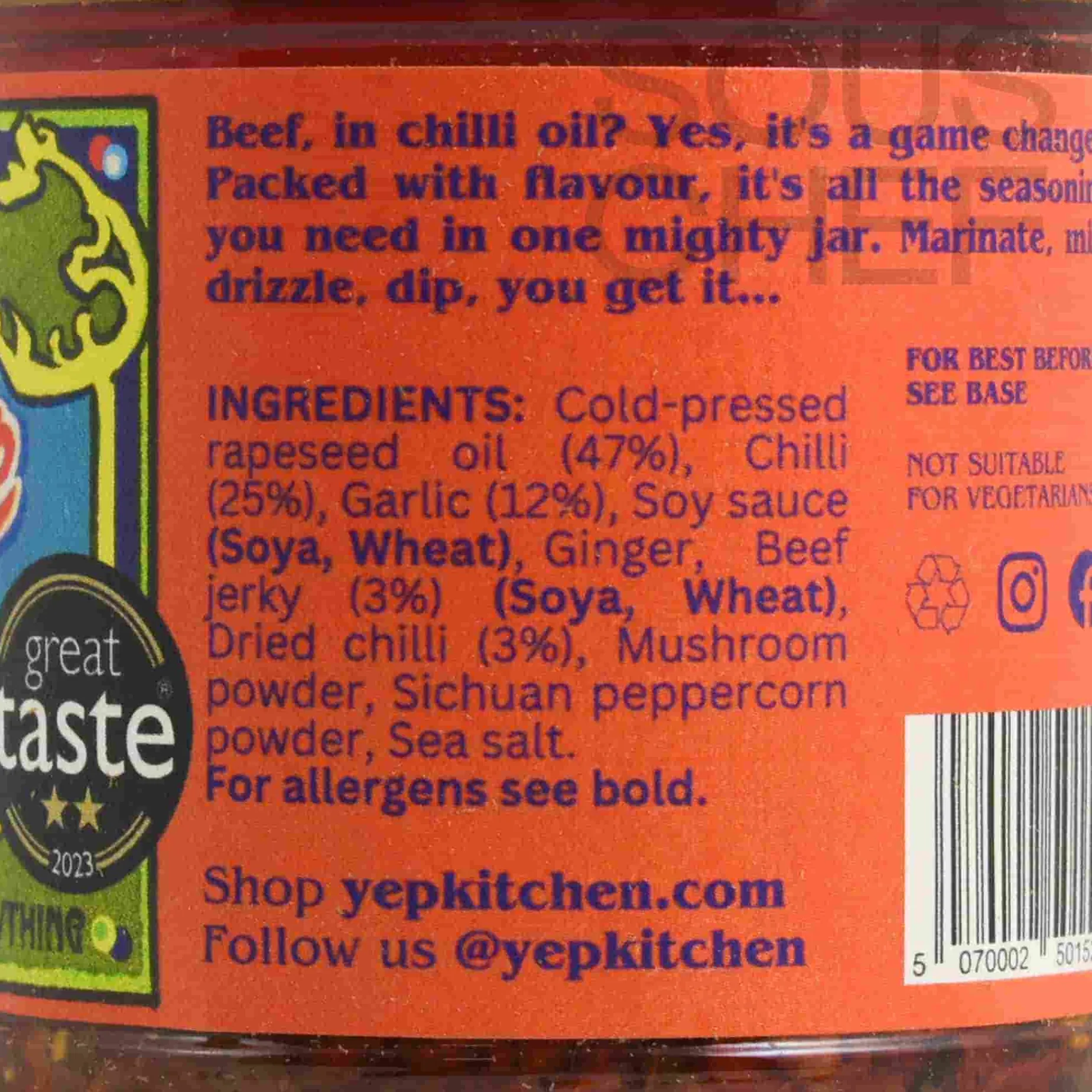 Yep Kitchen Garlic Chilli Oil with Beef, 160g