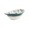 Yesil Ve Beyaz Boyali Oval Bowl, 16cm