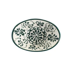 Yesil Ve Beyaz Boyali Oval Bowl, 10.5cm