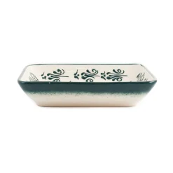 Yesil Ve Beyaz Boyali Rectangular Serving Dish, 18x13cm