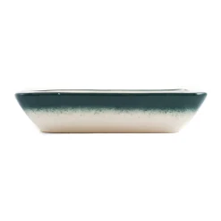 Yesil Ve Beyaz Boyali Rectangular Serving Dish, 18x13cm